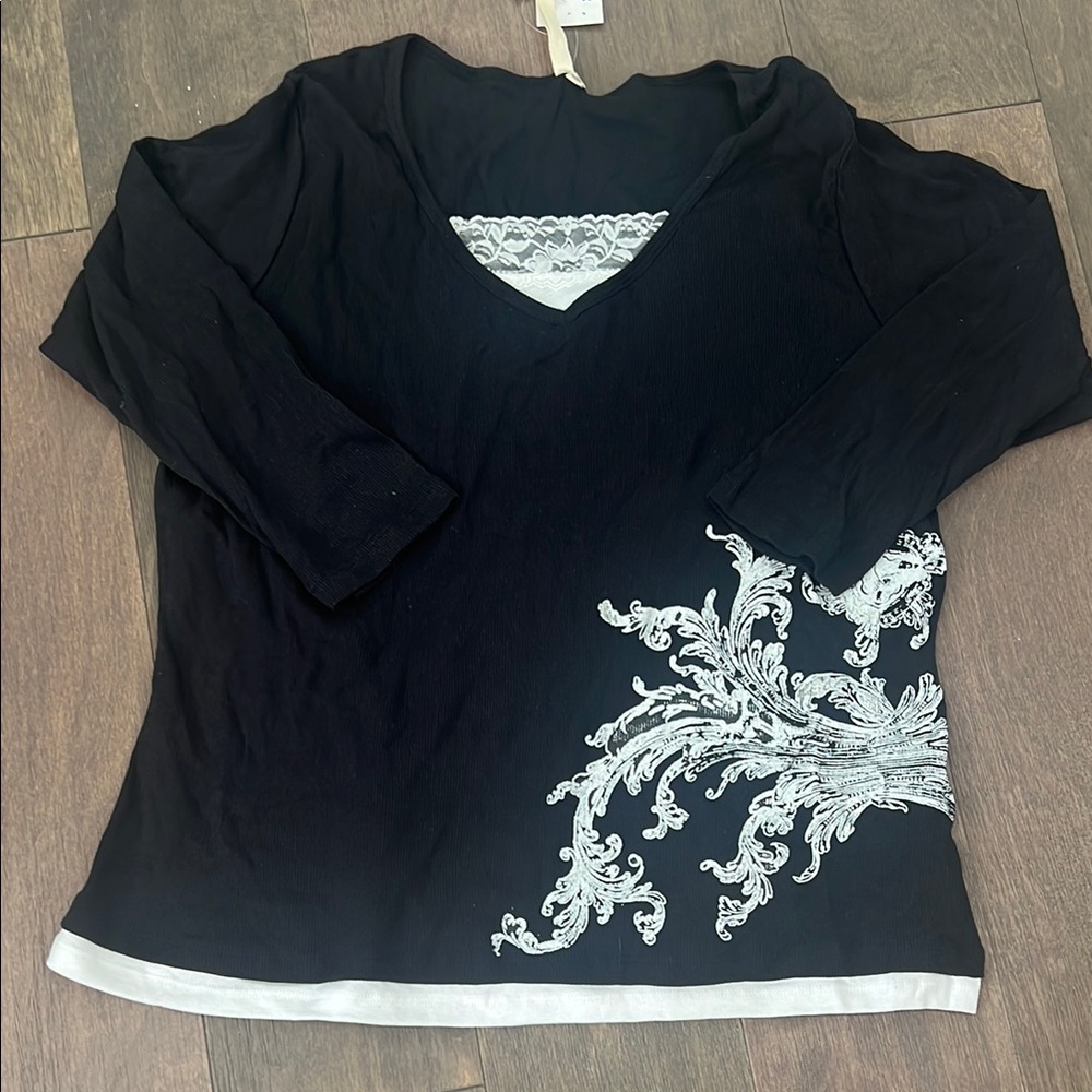 Elegant Black and White Women's Top